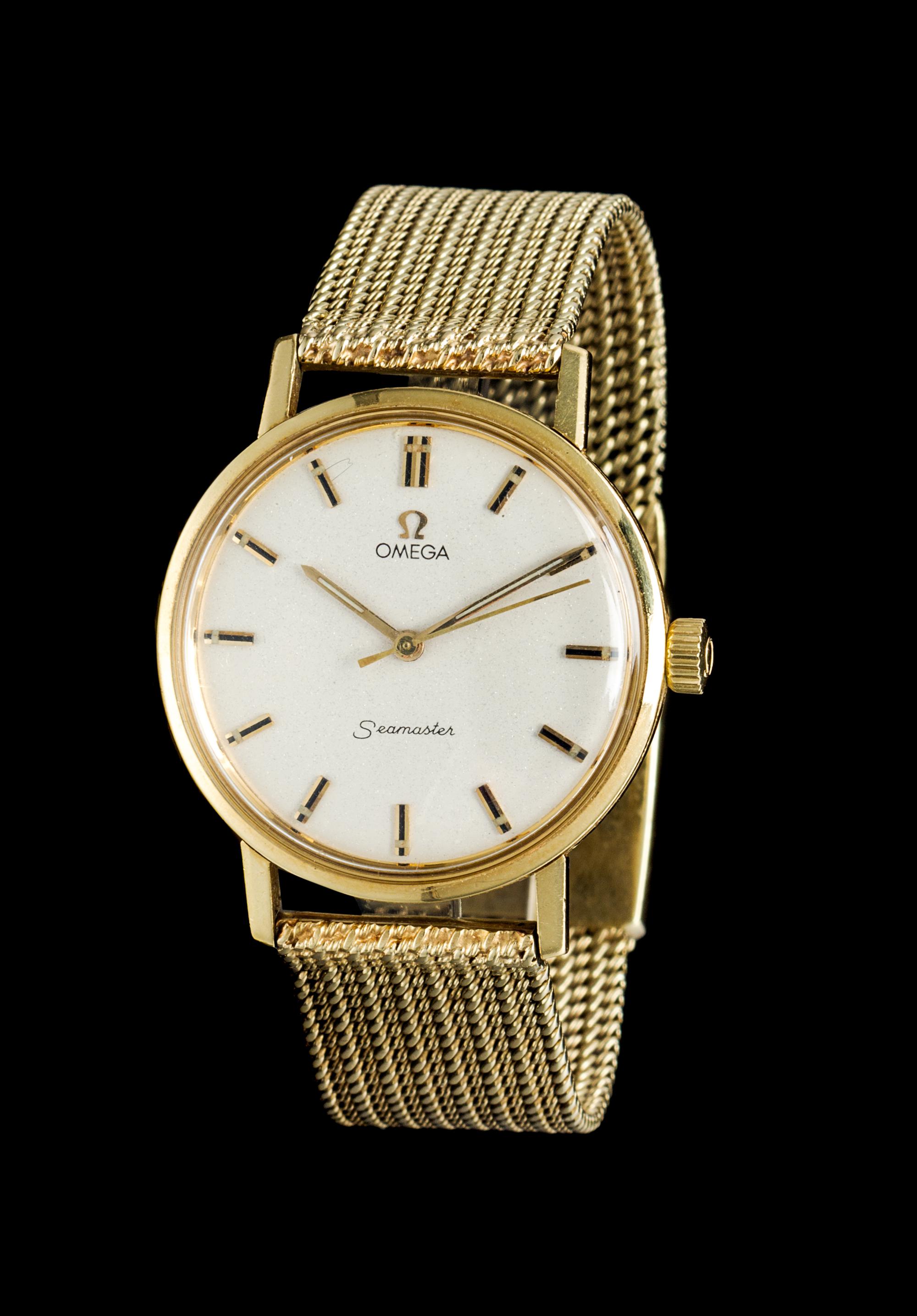 An 18 Karat Yellow Gold Seamaster Wristwatch, Omega,
