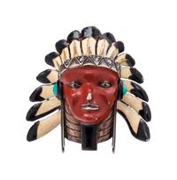 CARTIER, VINTAGE, ENAMEL, TURQUOISE AND DIAMOND NATIVE AMERICAN 'SIOUX' BROOCH
