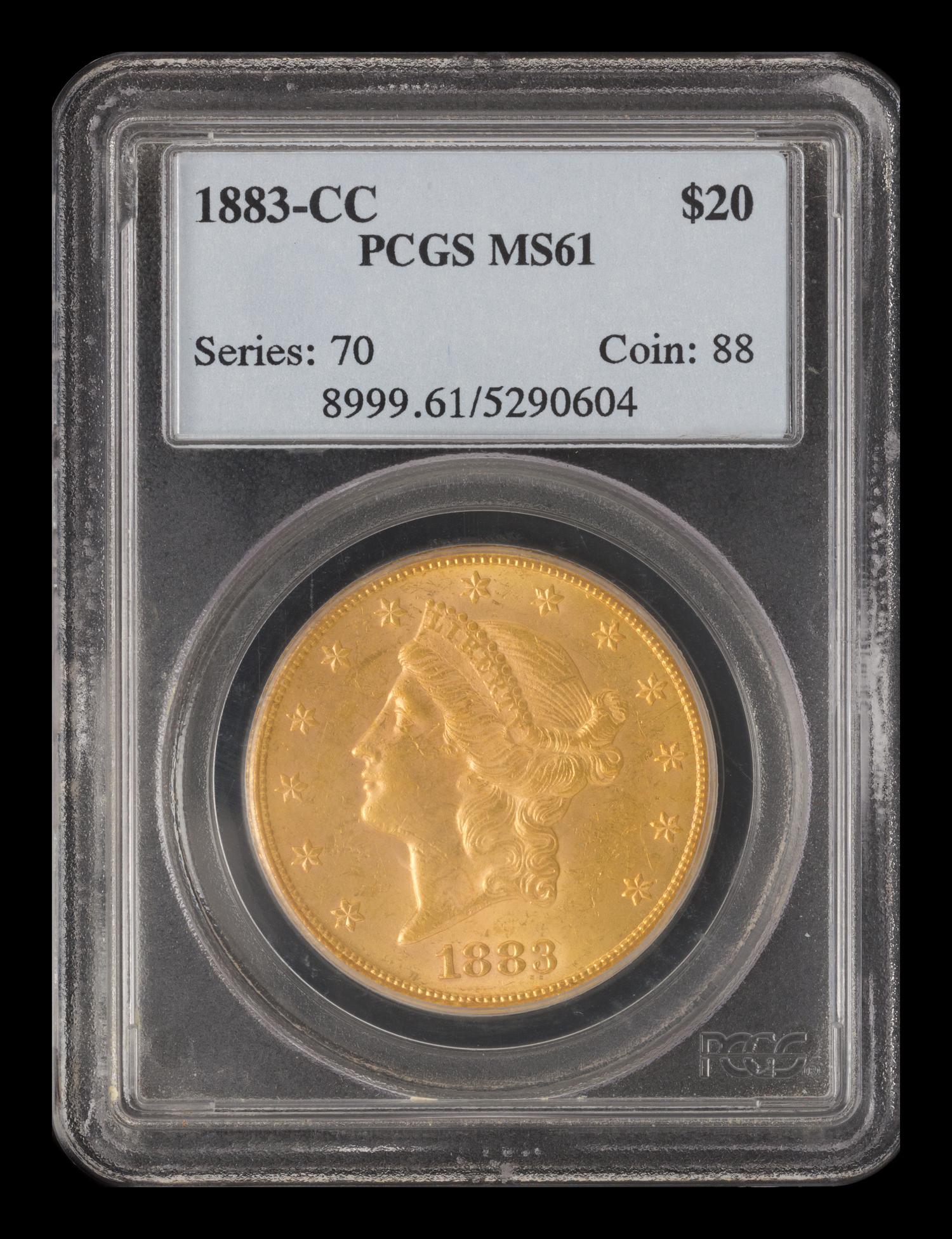 A United States 1883-CC Liberty Head $20 Gold Coin