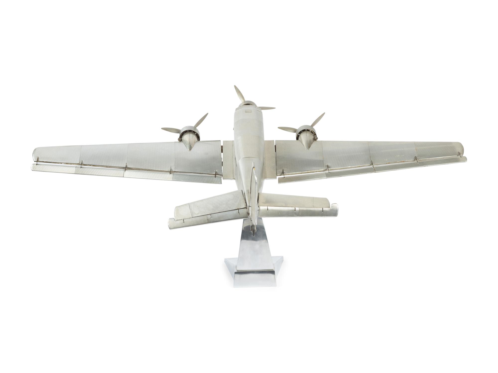 An Aluminum Scale Model of a Junkers JU 52 Transport Airplane