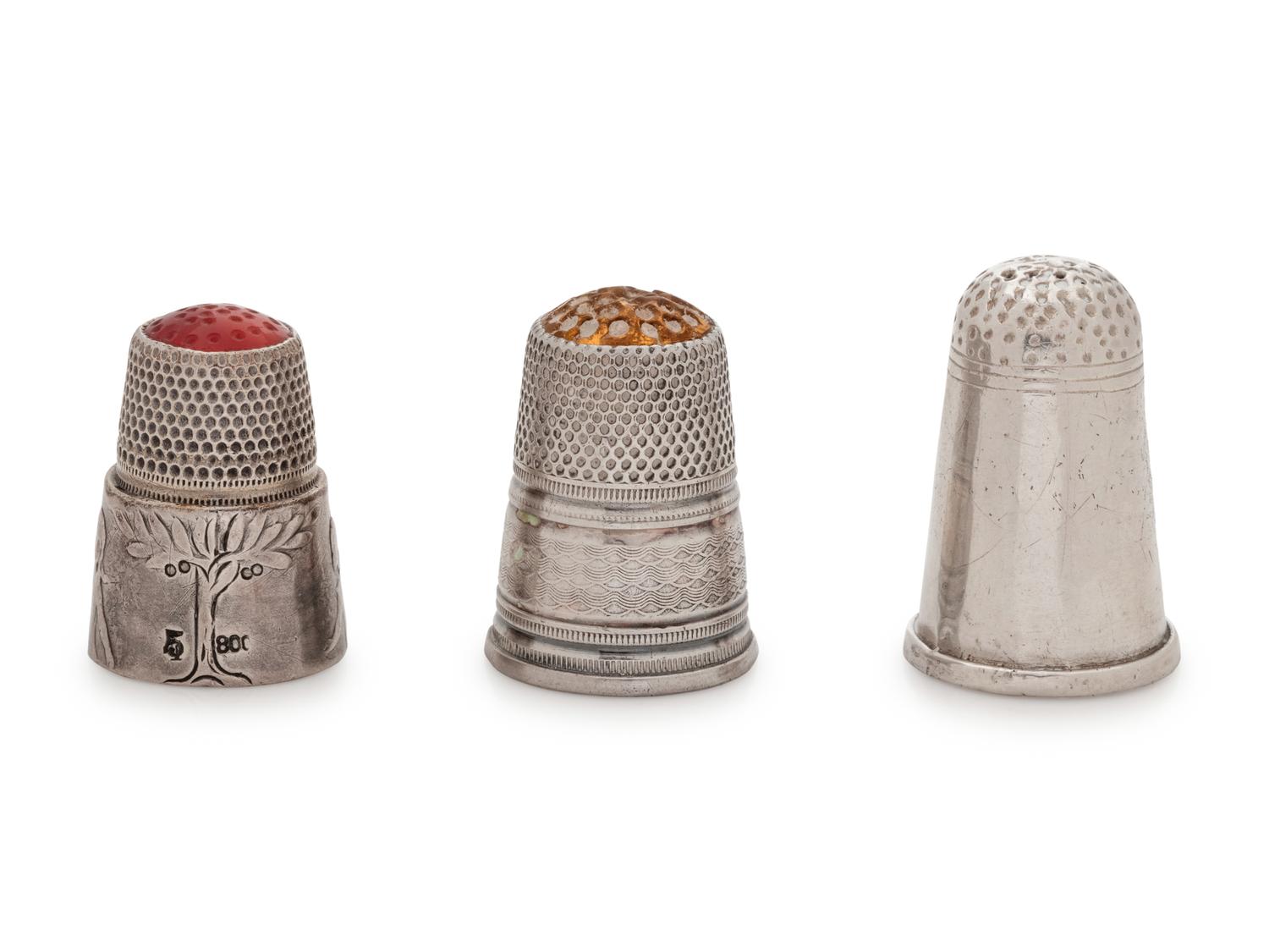 Three Continental Silver Thimbles