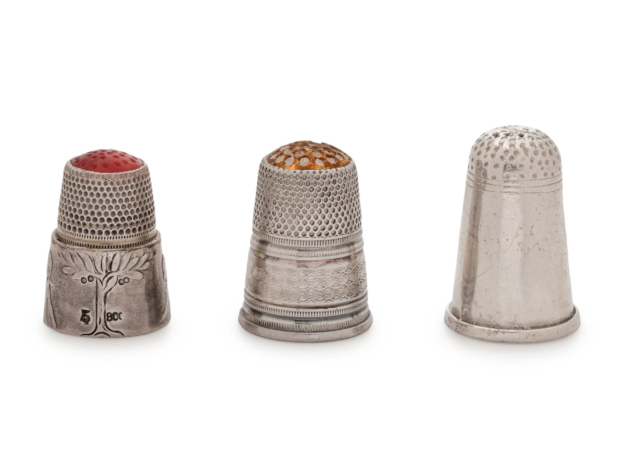 Three Continental Silver Thimbles