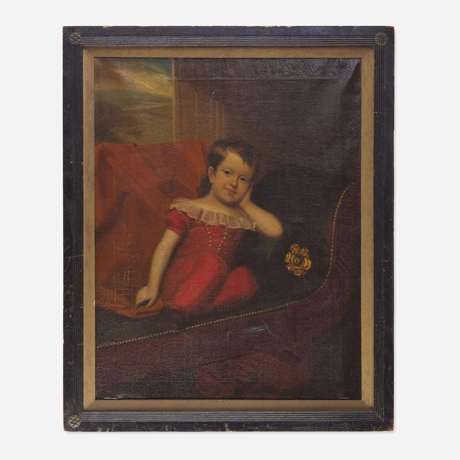 Attributed to George W. Connaroe (1802-1882) Portrait of a Young Fitzhugh Porter on Sofa