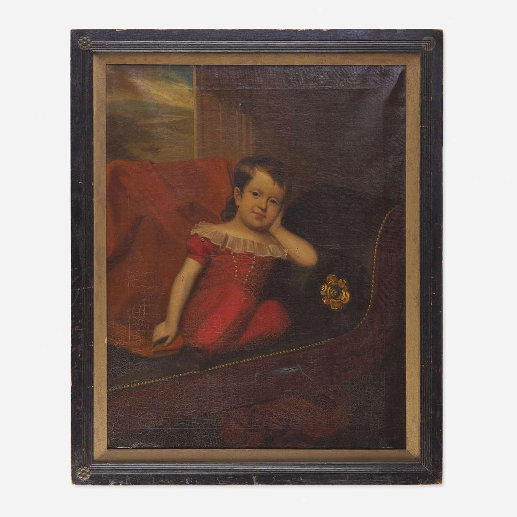 Attributed to George W. Connaroe (1802-1882) Portrait of a Young Fitzhugh Porter on Sofa