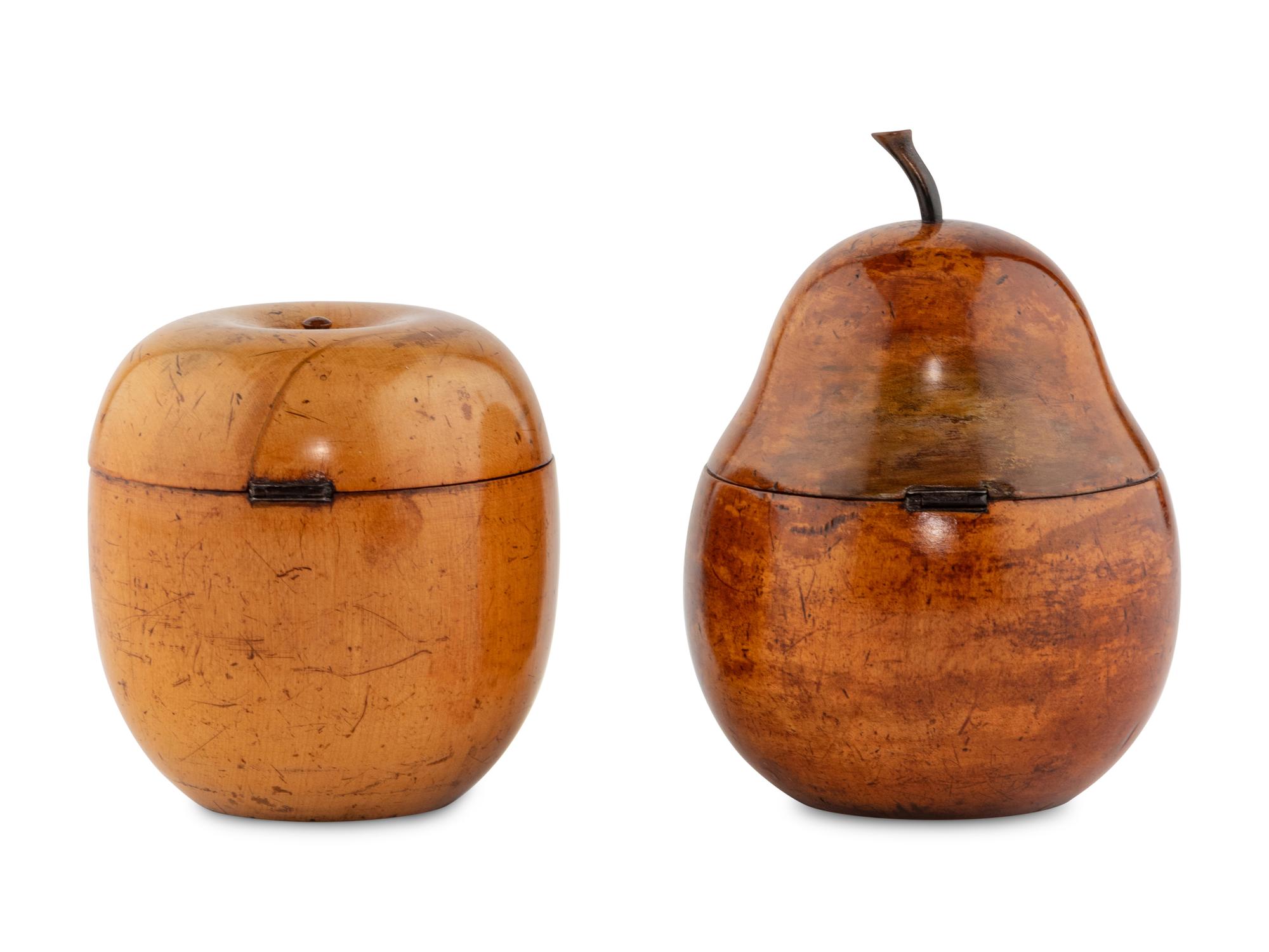 Two English Fruit-Form Tea Caddies