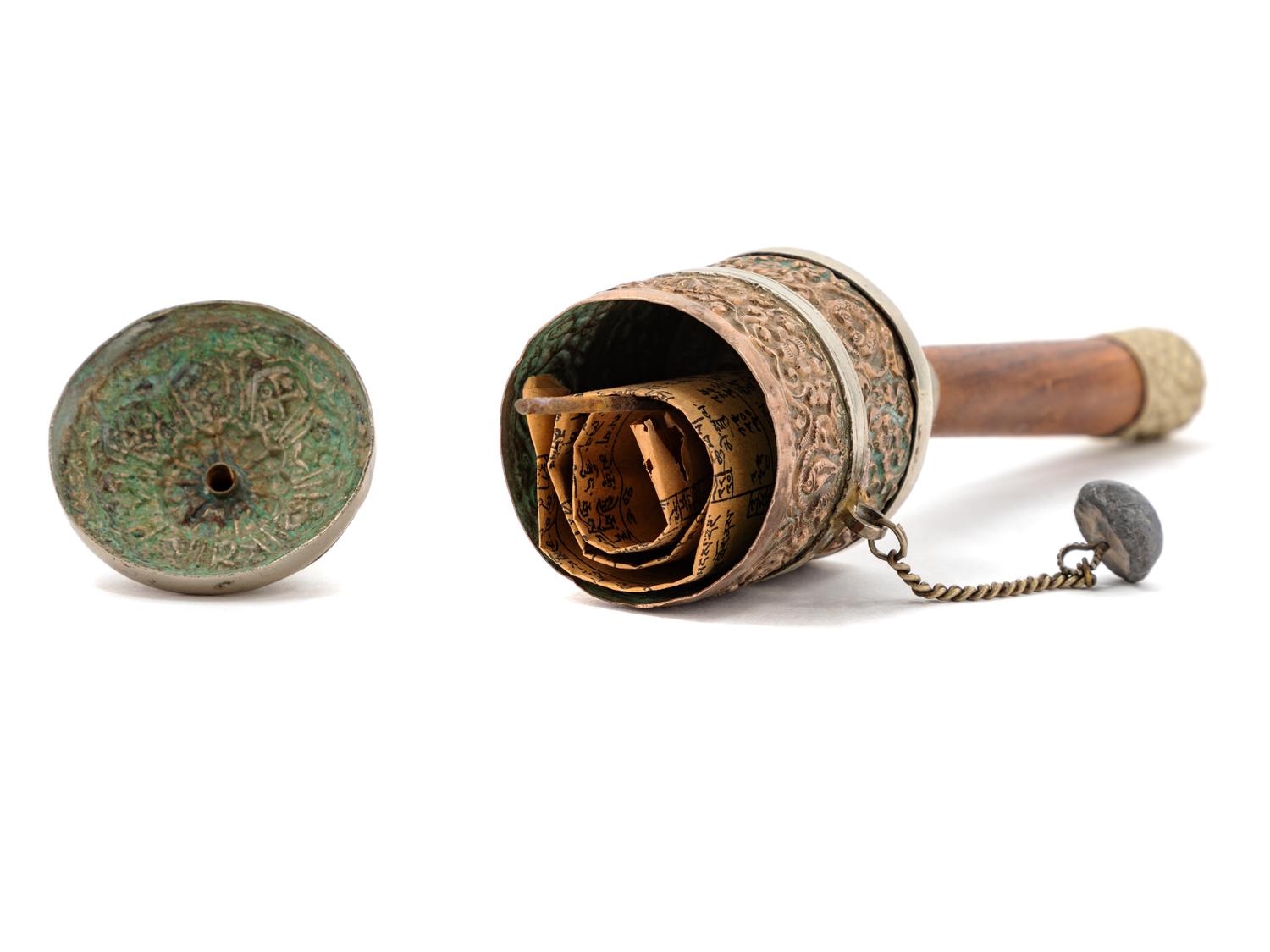 Tibetan Silver Praying Wheel