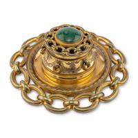 A Victorian Gilt-Brass and Malachite Ink Well
