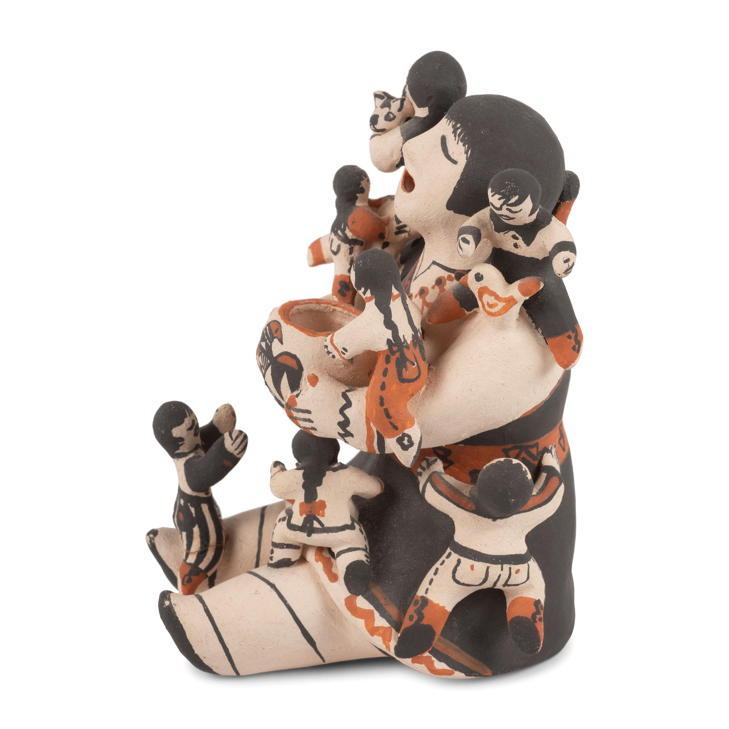 Pottery Storyteller Figure, with Seven Children