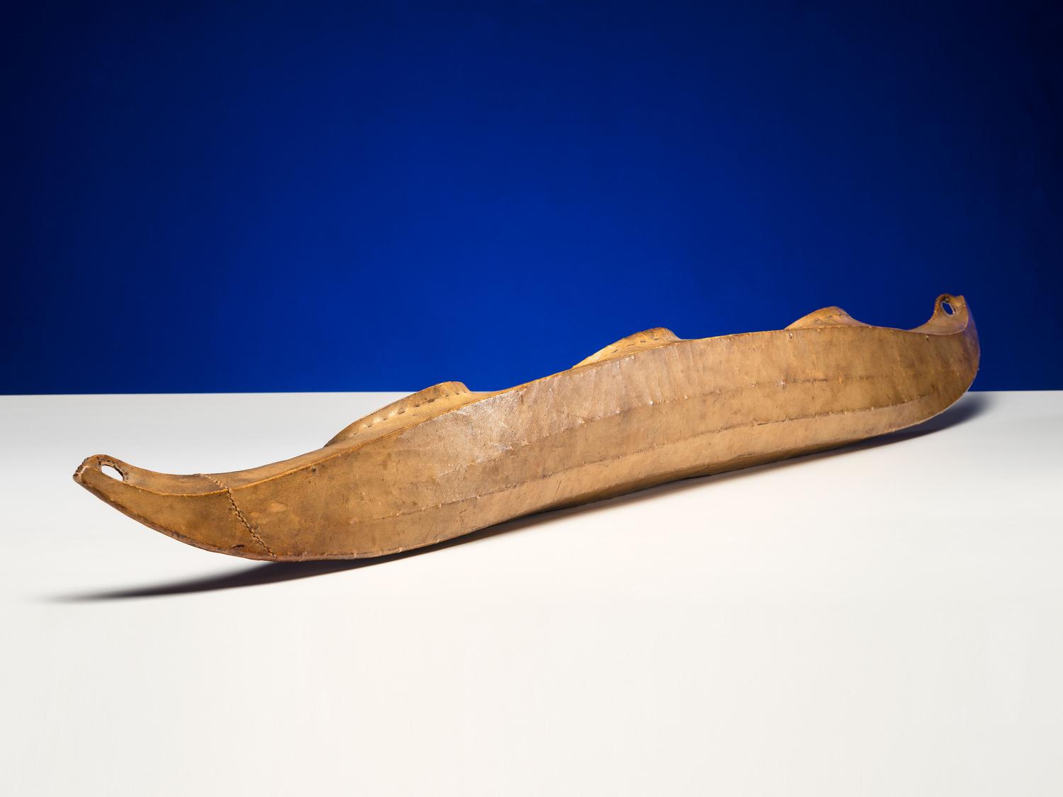 Inuit Sealskin Model Umiak, Three Person