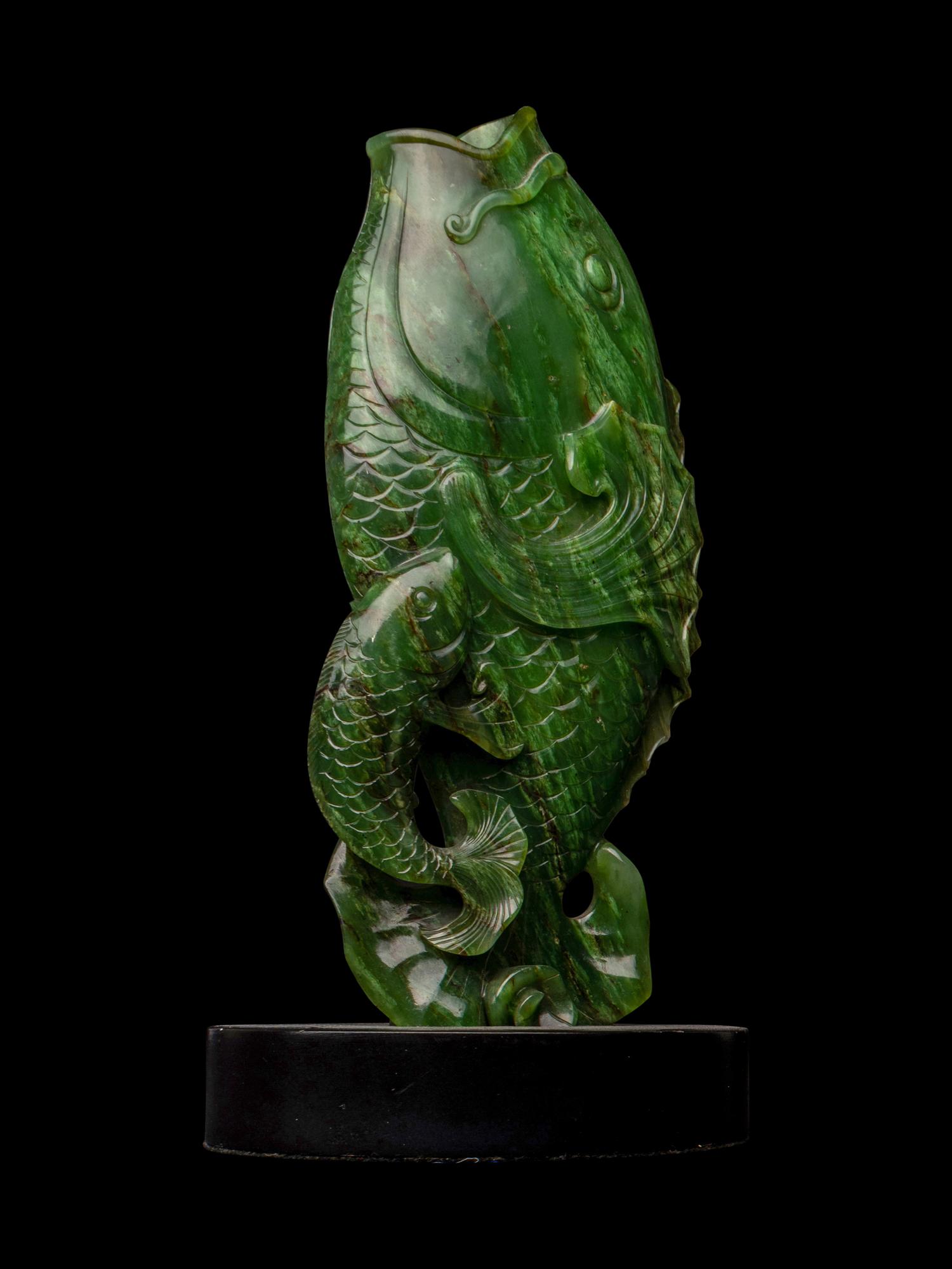 Three Chinese Green Hardstone Carvings