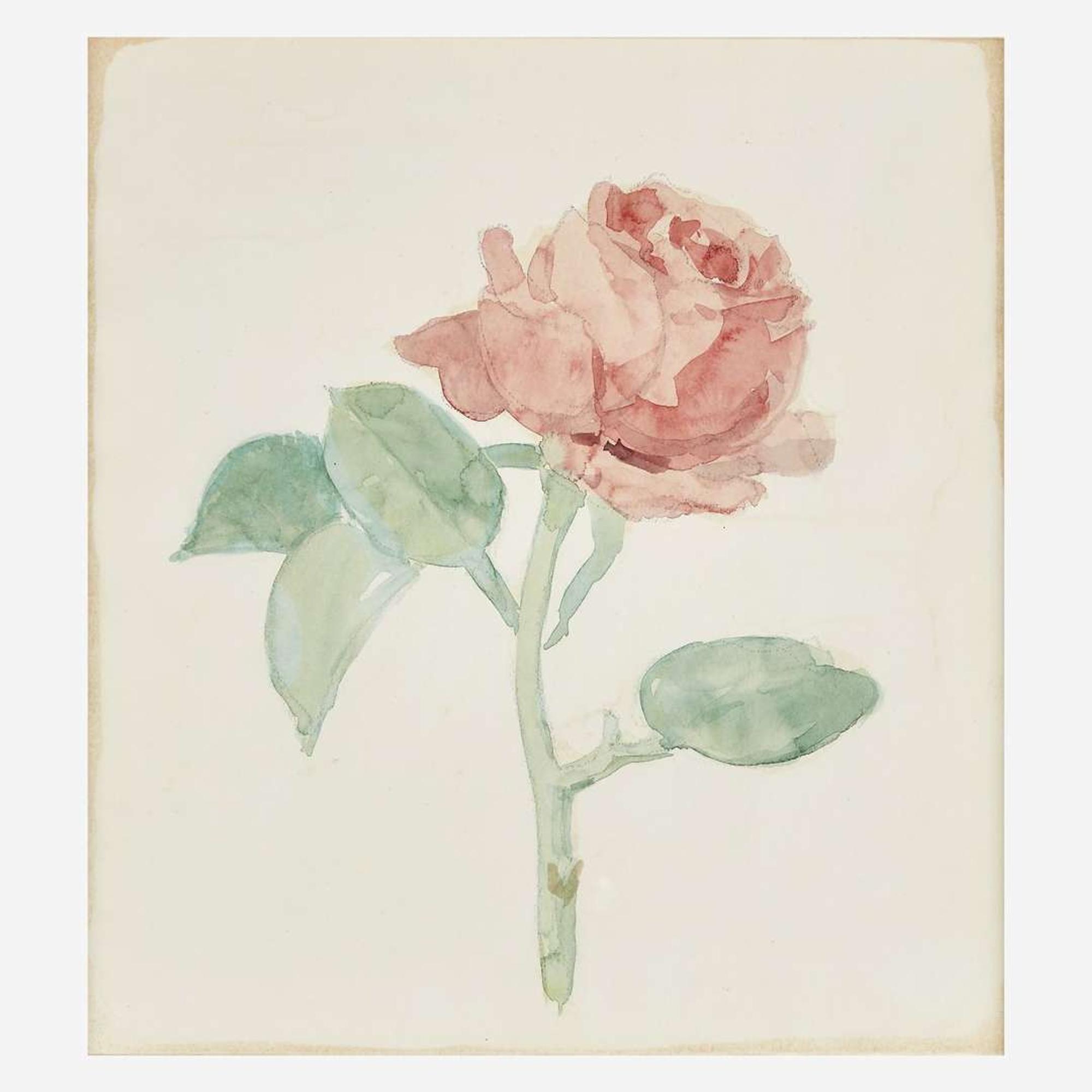 Albert York (American, 1928–2009) Pink Rose on a Yellow Ground