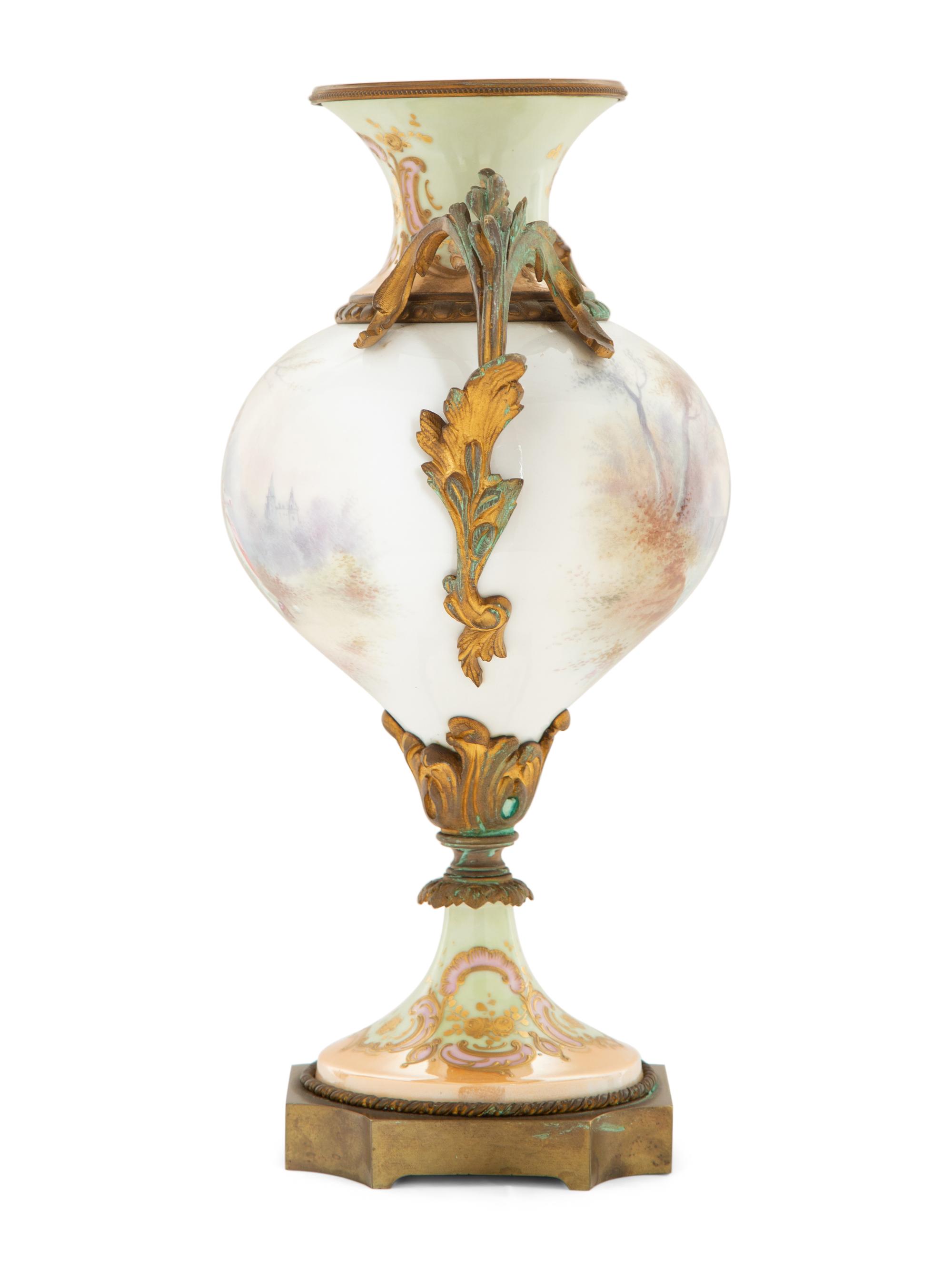 A Gilt Bronze Mounted Sèvres Style Porcelain Urn