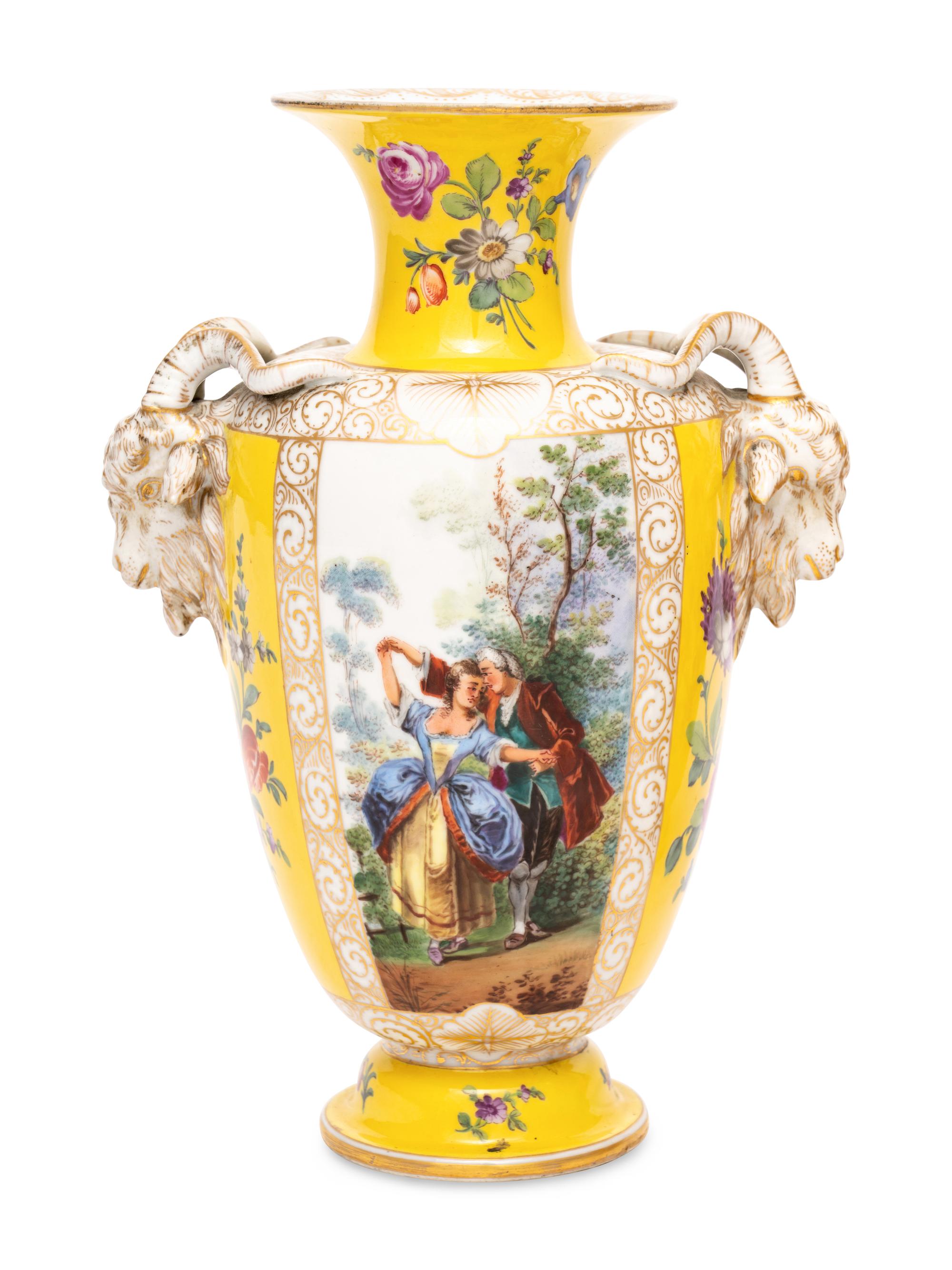A Pair of Dresden Porcelain Vases