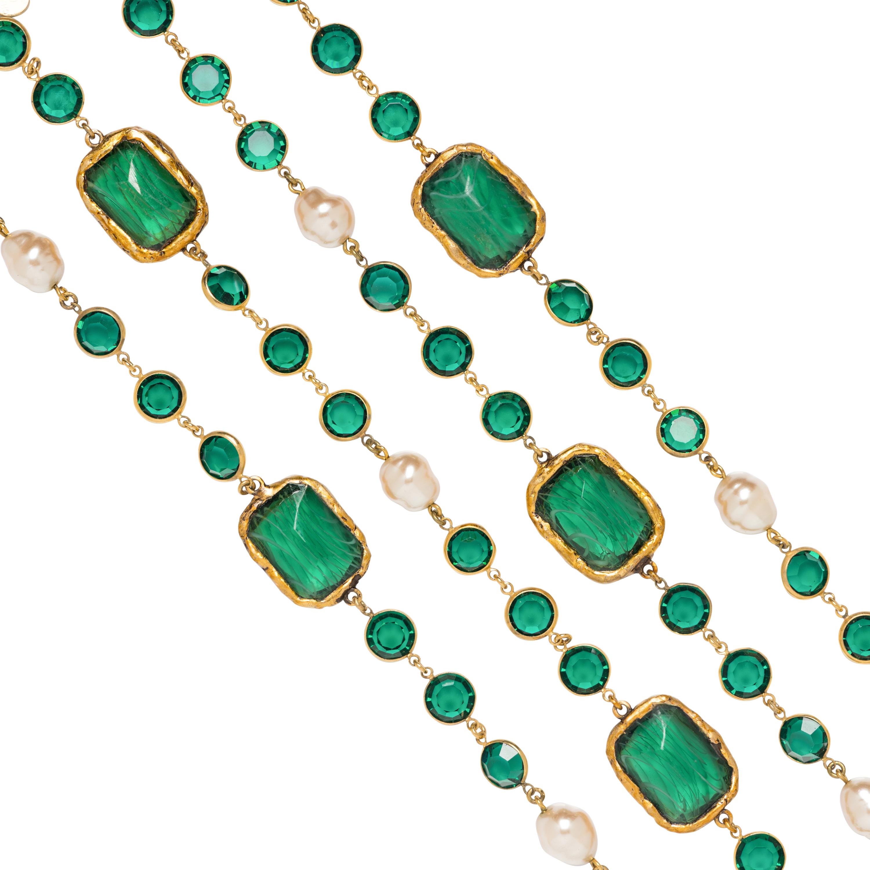 Chanel, Green Glass Oversized Sautoir, 1981