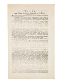 [TEXAS - GERMAN SETTLEMENT]. Verein zum Schutze Deutscher Einwanderer in Texas. [Mainz and Weissbaden, February 7, 25, 1846].