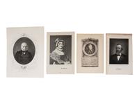 [PRESIDENTS]. Signed documents and ephemera featuring signatures of J.Q. ADAMS, FILLMORE, MCKINLEY, CLEVELAND, HARRISON, HARDING, and HAYES.