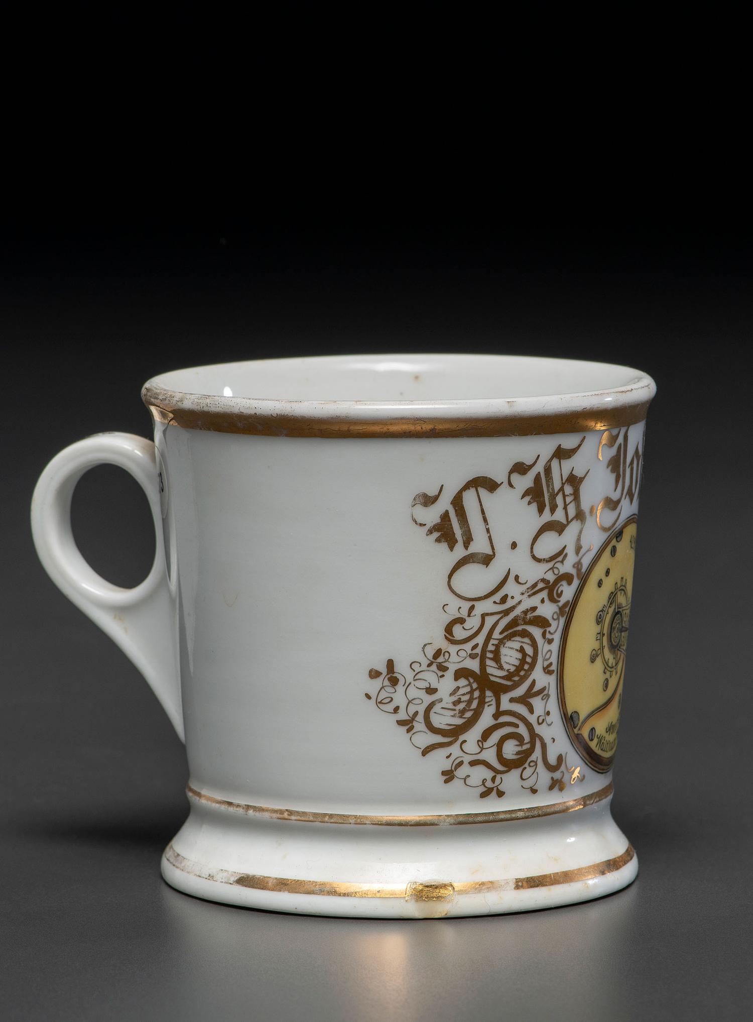 A Watchmaker's Porcelain Occupational Shaving Mug