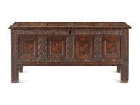 A Charles II Oak and Marquetry Blanket Chest