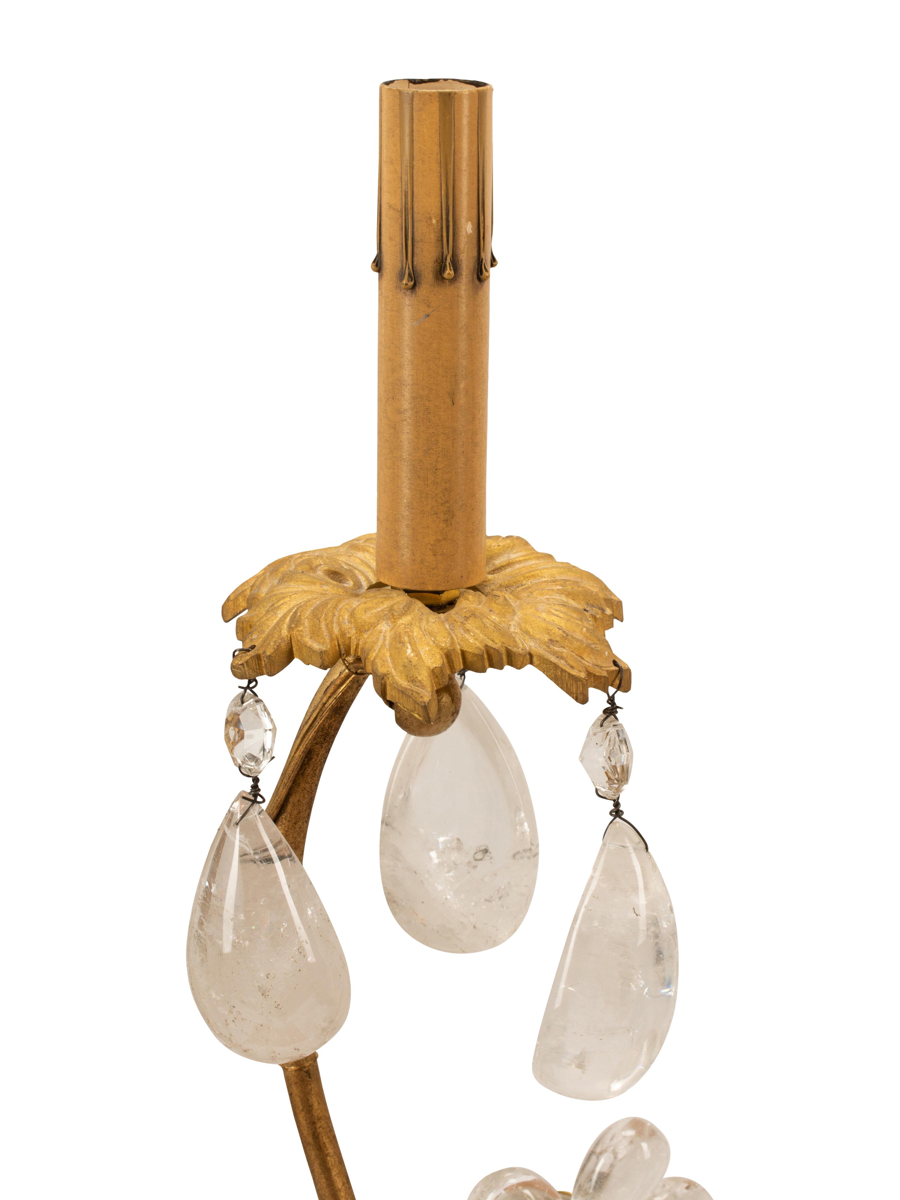 A Pair of Rock Crystal Two-Light Sconces in the Style of Maison Baguès