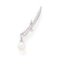 BOODLES, PLATINUM, DIAMOND AND CULTURED PEARL BROOCH