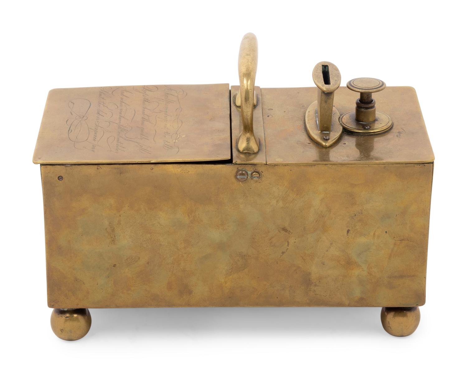 An English Brass 'Honor' Tobacco Box