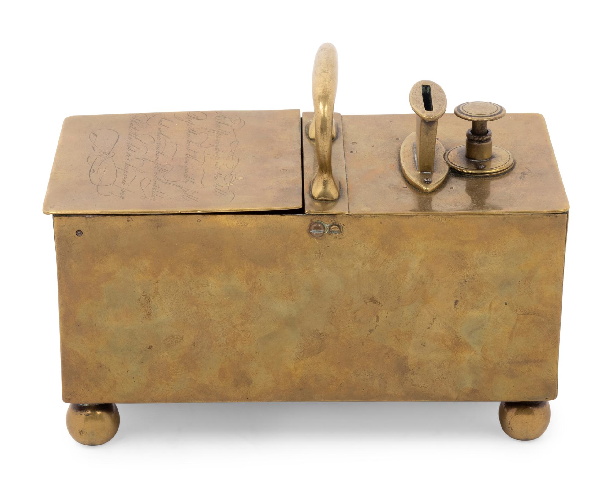 An English Brass 'Honor' Tobacco Box