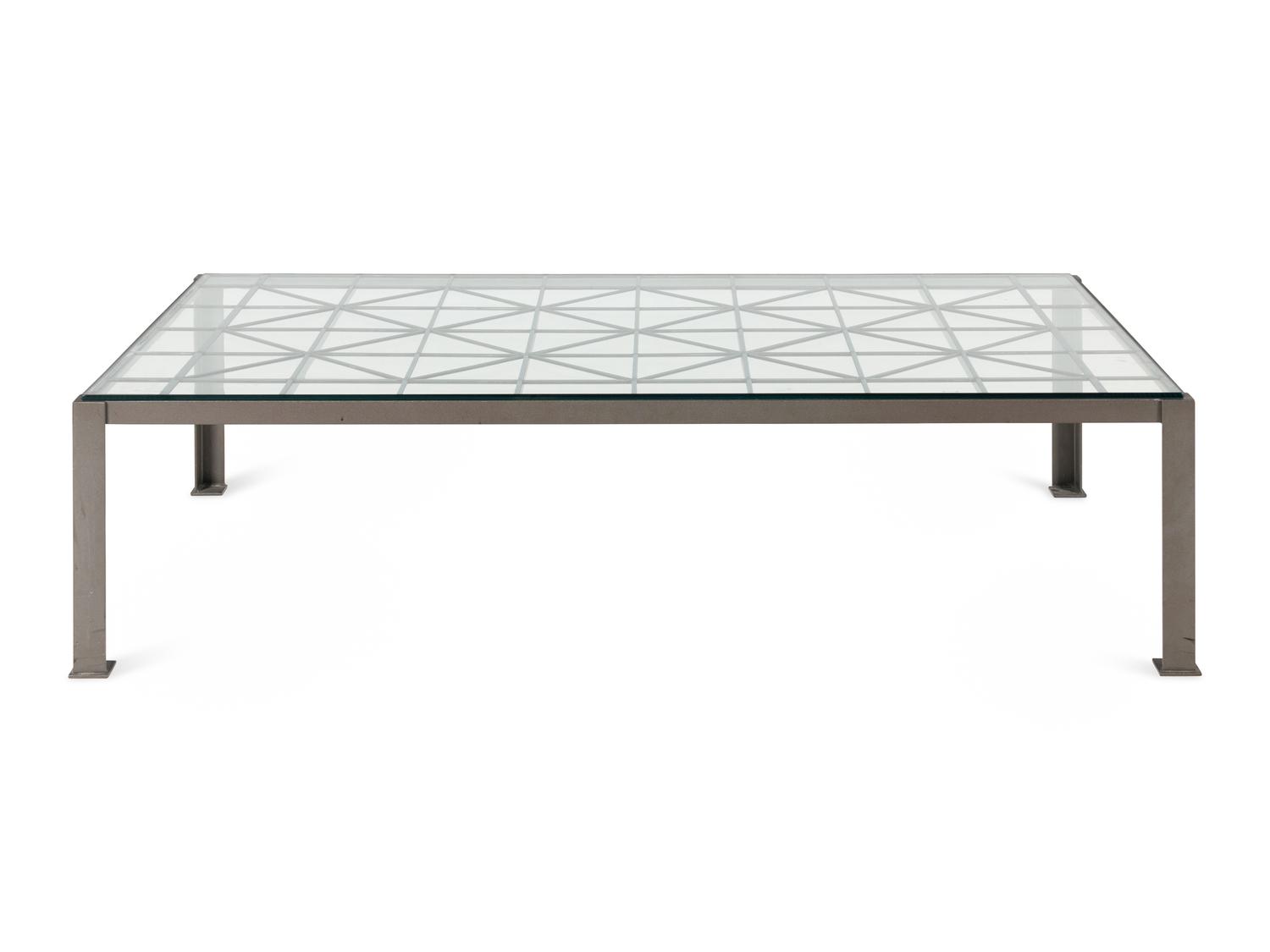 A Contemporary Iron and Glass Low Table