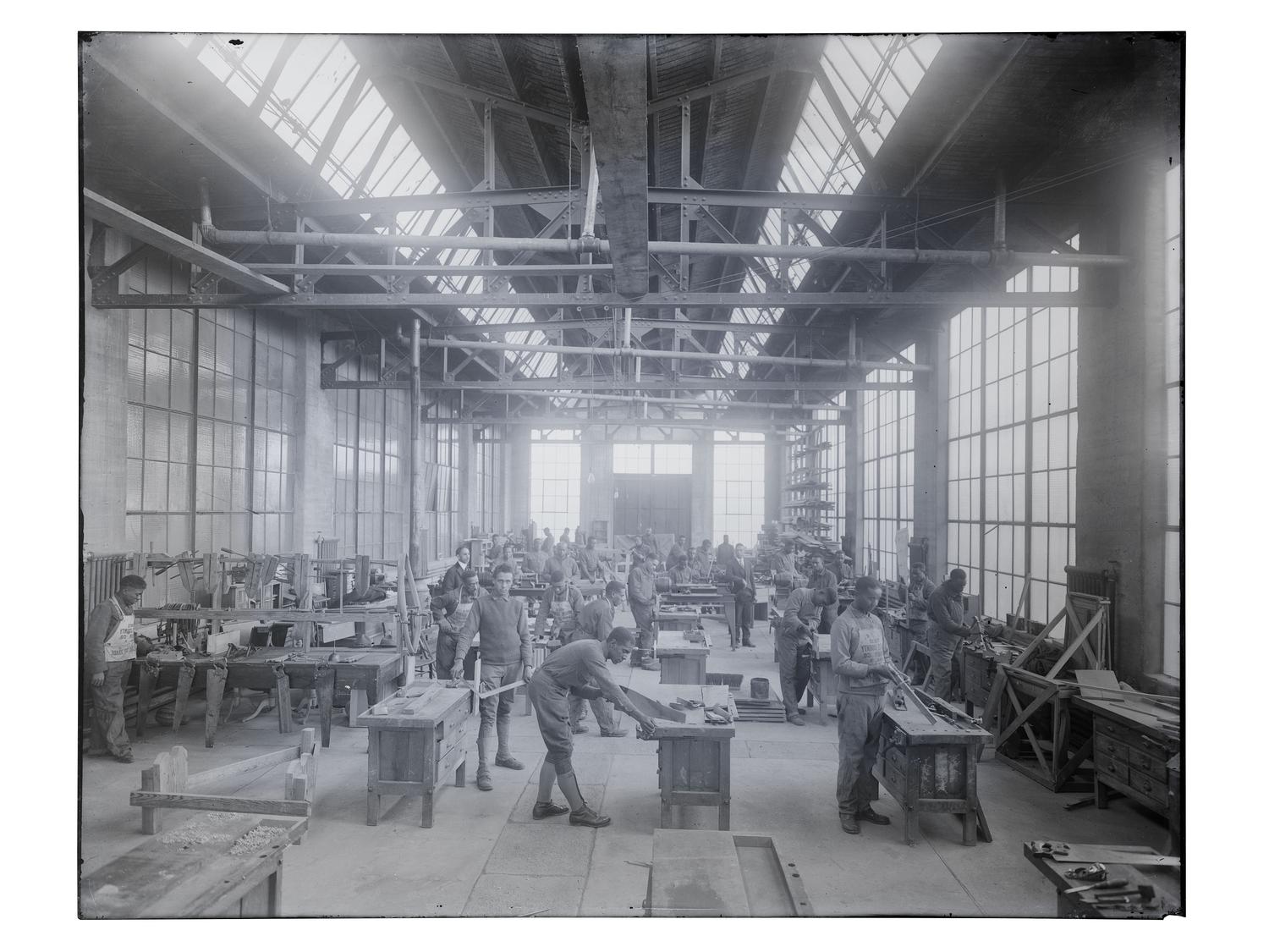 [EDUCATION]. 10 large format glass negatives featuring students at Wilberforce University.