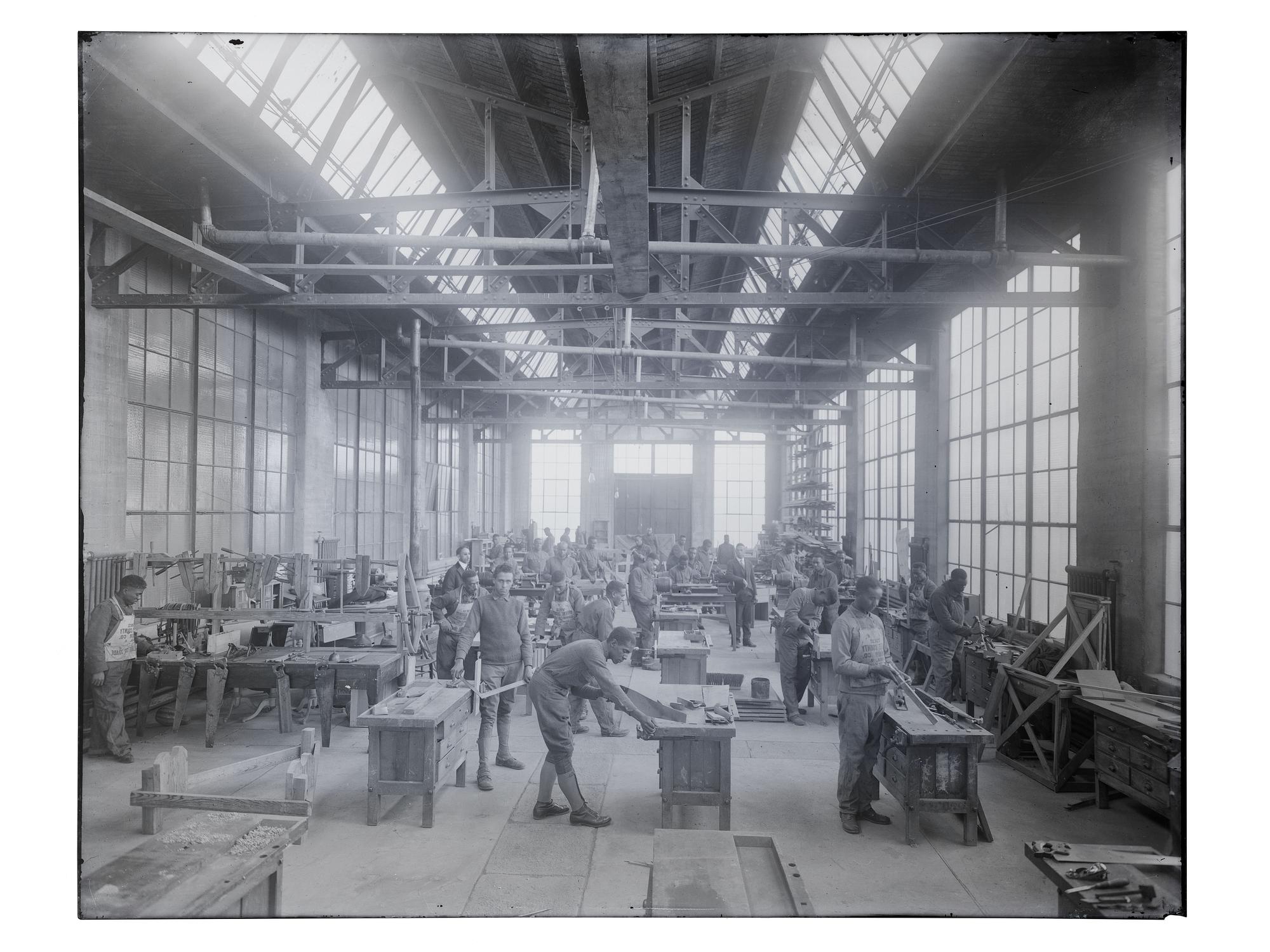 [EDUCATION]. 10 large format glass negatives featuring students at Wilberforce University.