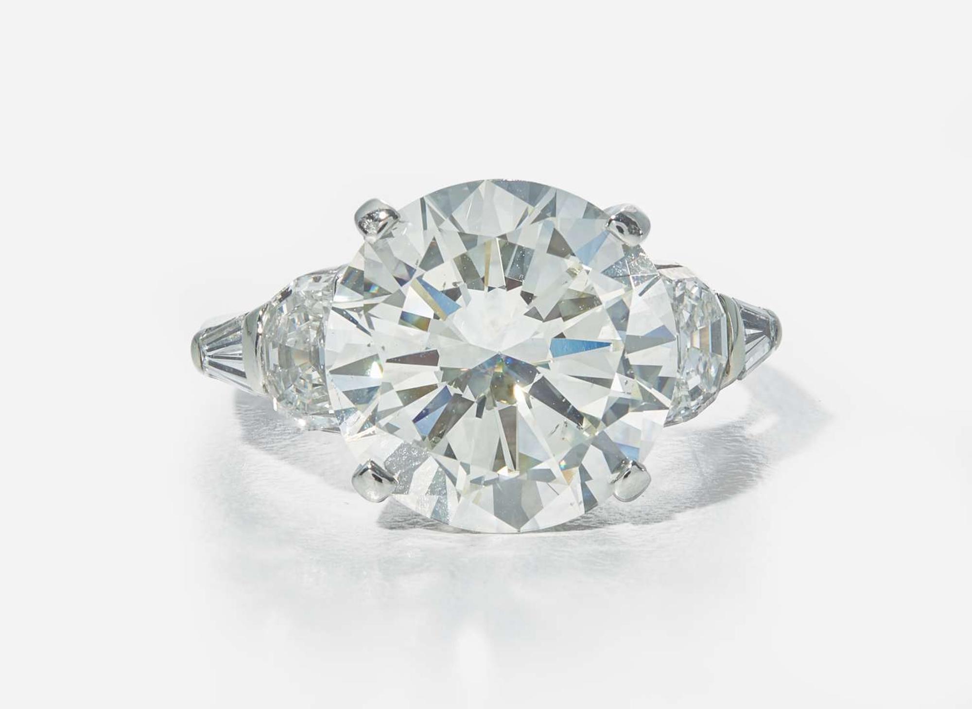 A Raymond Yard 6.53 Carat Round Brilliant-Cut Diamond and Platinum Ring