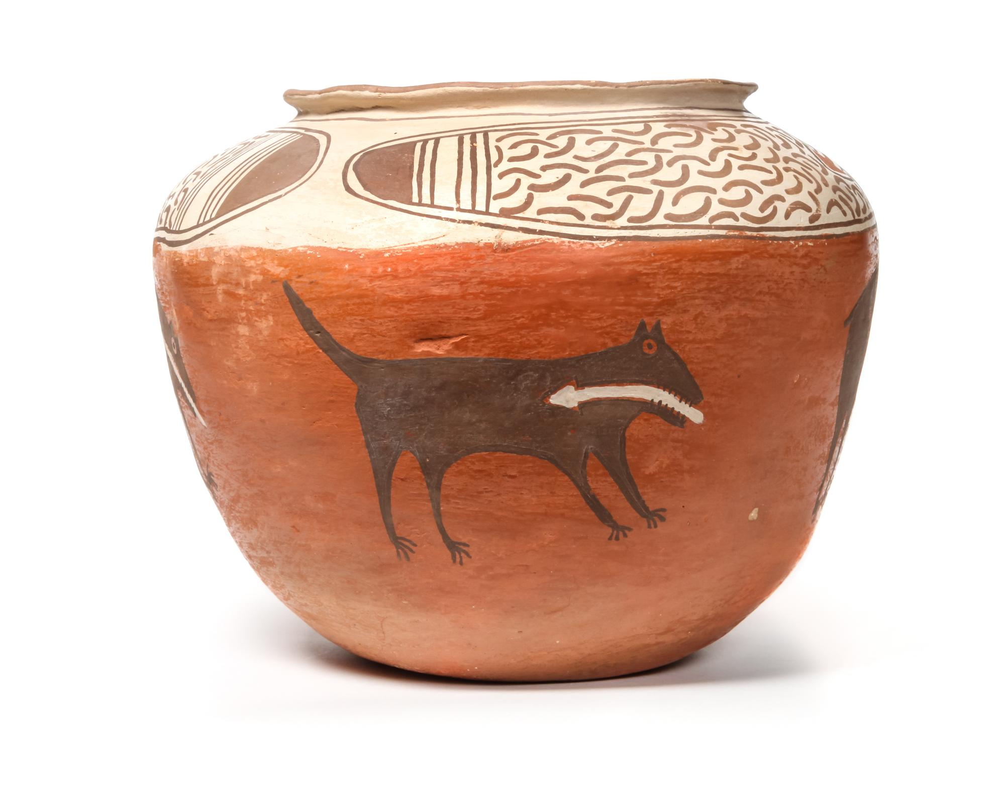Large Zuni Drum Pot Height 12 1/2 x 16 inches — First Half 20th Century