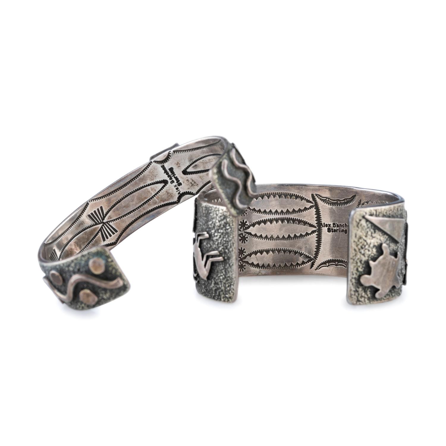 Sterling Silver Cuff Bracelets, with Inlay