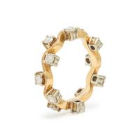 Yellow Gold and Multigem Earrings and Ring