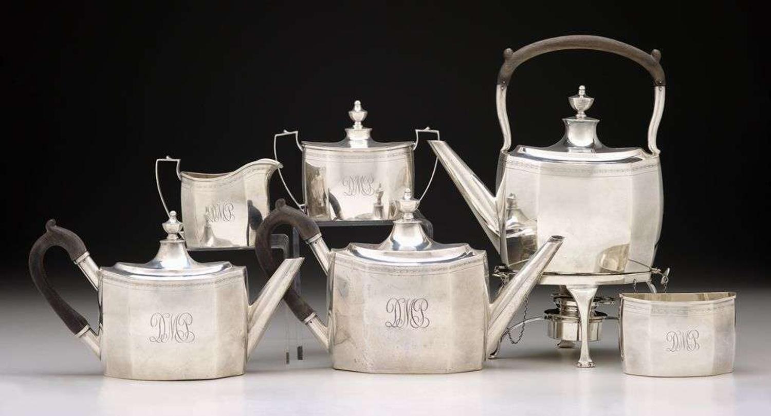Six piece sterling silver coffee and tea service j.e. caldwell & co., philadelphia, pa, 20th century