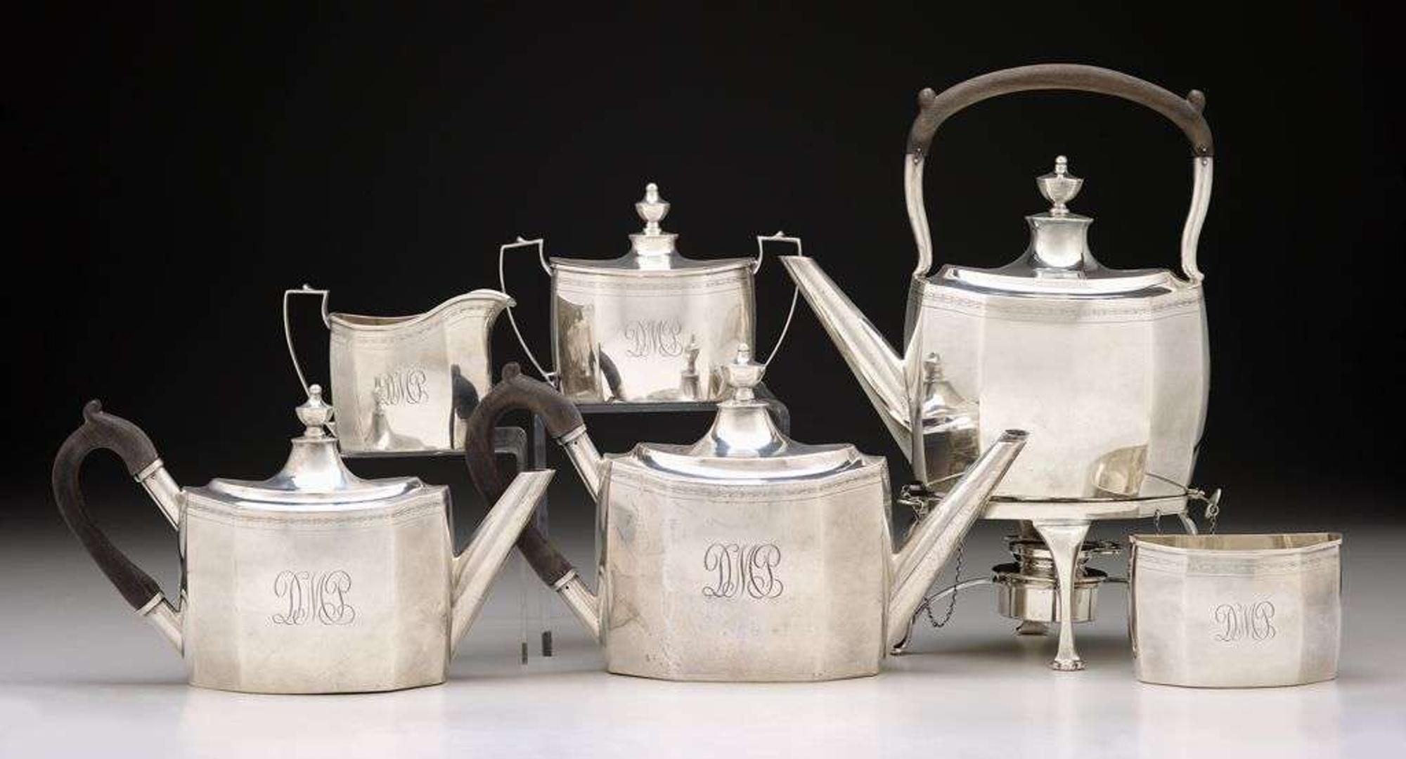 Six piece sterling silver coffee and tea service j.e. caldwell & co., philadelphia, pa, 20th century