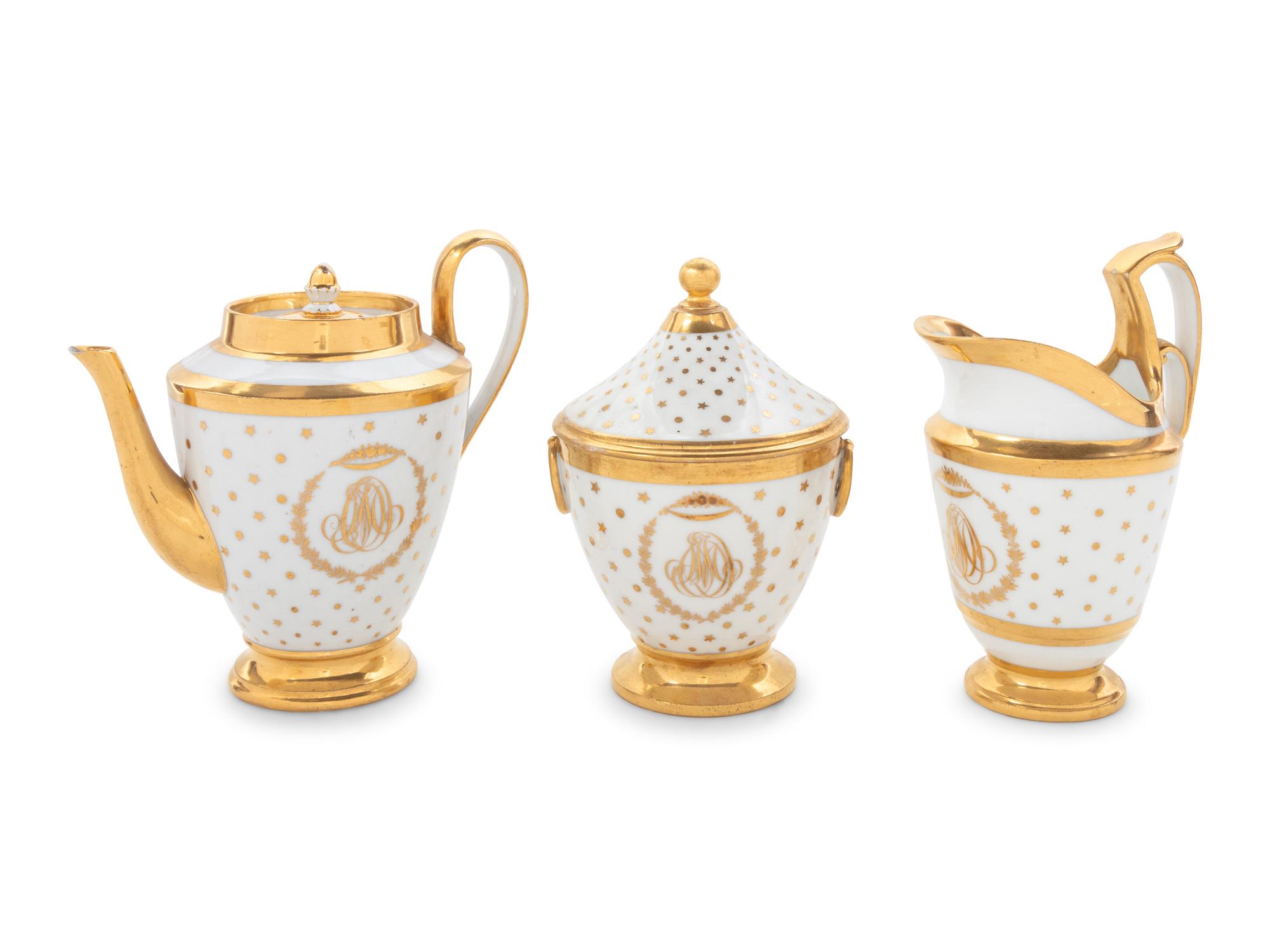 A Paris Porcelain Three-Piece Tea Service