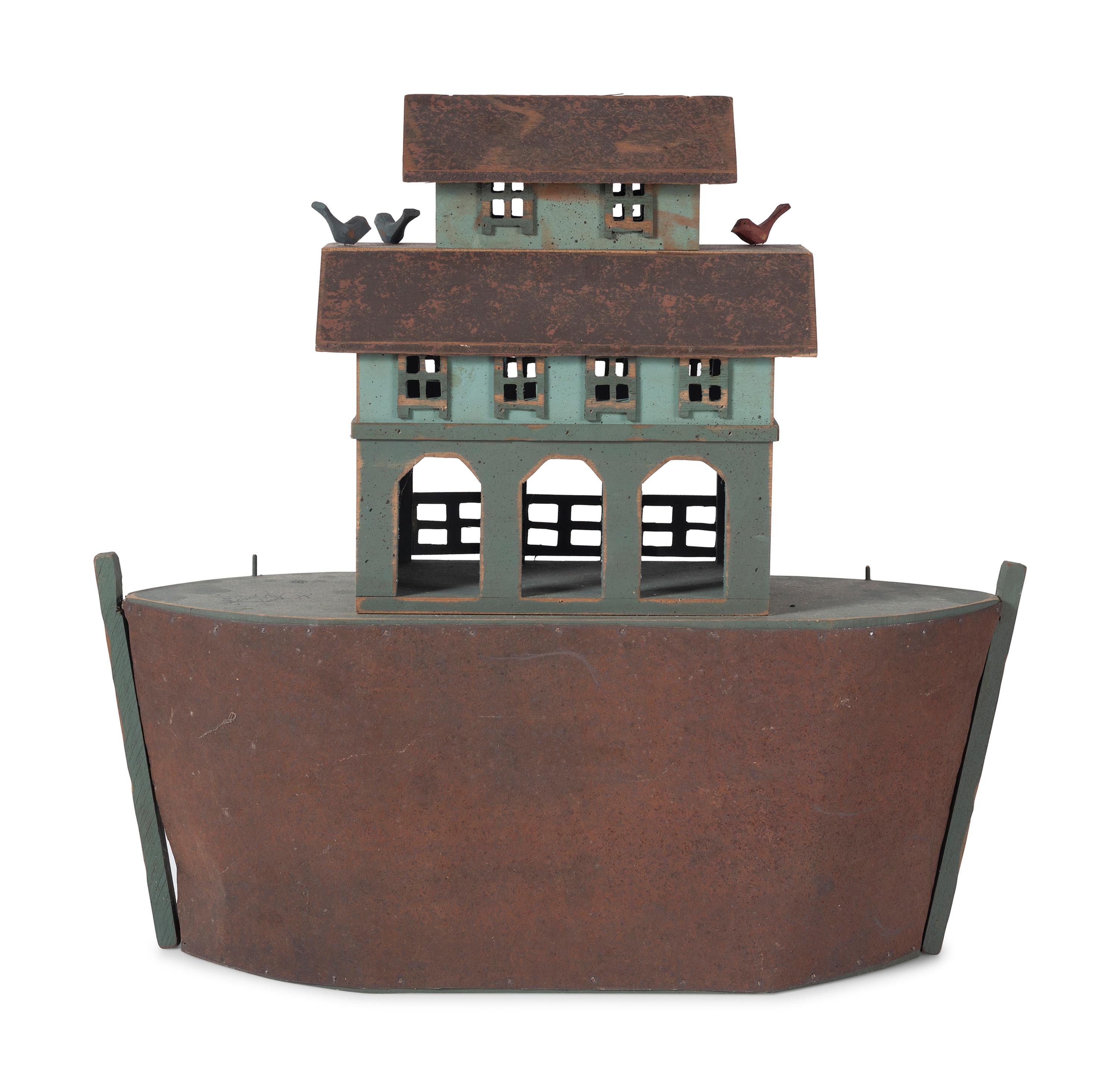 A Folk Art Painted Wood and Metal Noah's Ark by Barry Grosscup