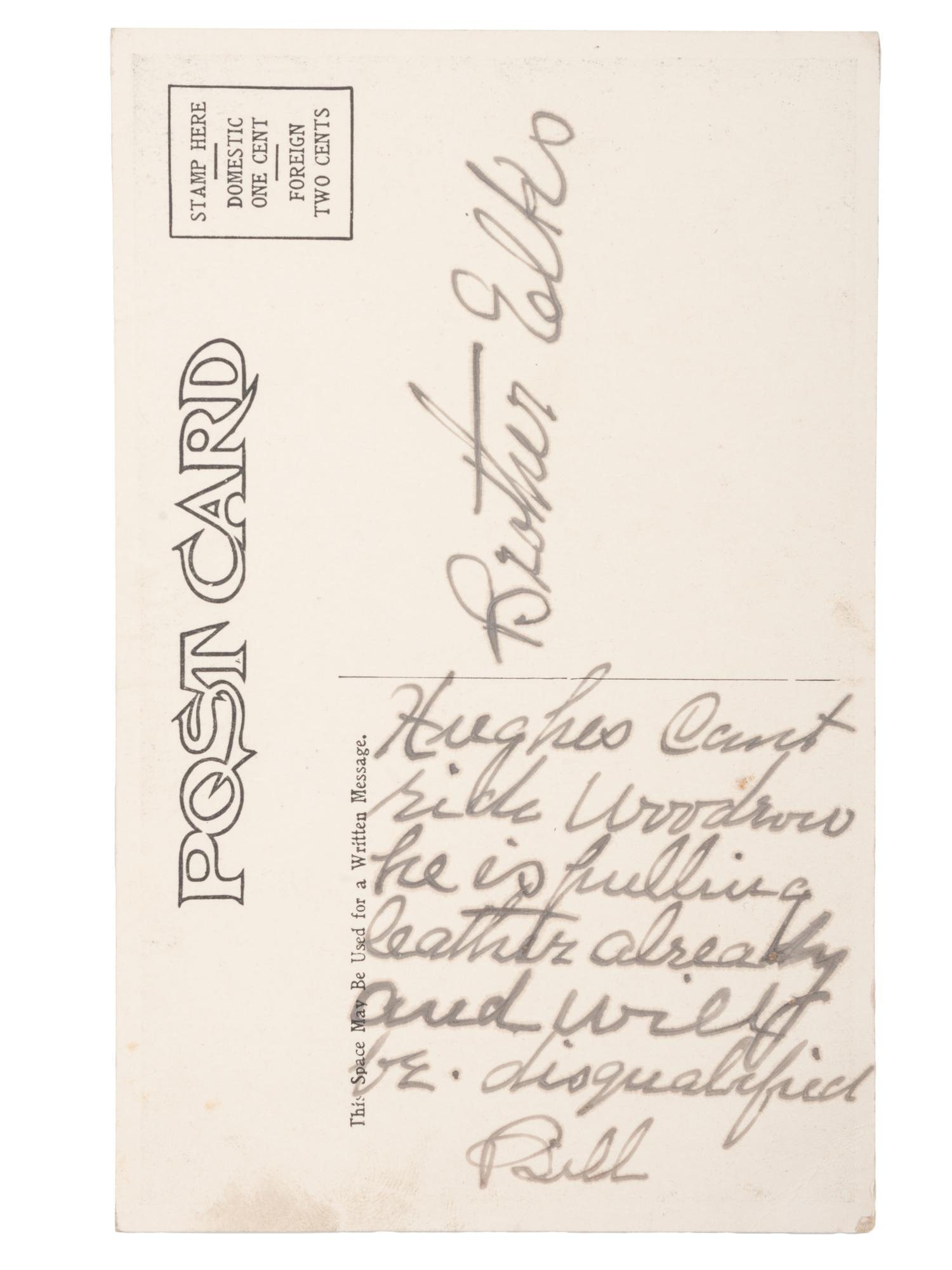CODY, William F. "Buffalo Bill" (1846-1917). Postcard twice signed by Cody.