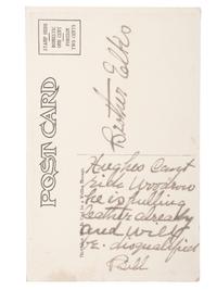 CODY, William F. "Buffalo Bill" (1846-1917). Postcard twice signed by Cody.