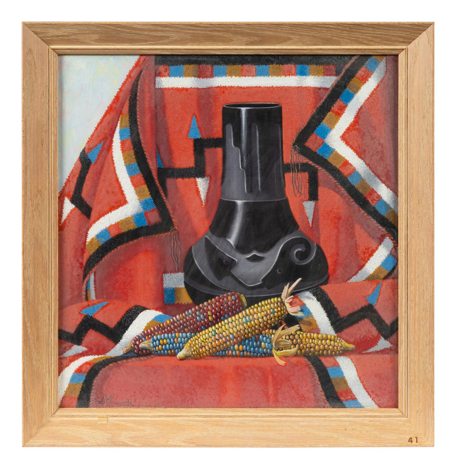 Southwestern Still Life (Blackware, Corn, Blanket)