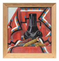 Southwestern Still Life (Blackware, Corn, Blanket)
