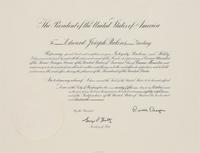 [POLITICS]. [PERKINS, Edward Joseph (1928-2020)]. A group of 9 appointments by Presidents Reagan, Bush, Clinton, and Bush to Perkins, presumably with secretarial or facsimile signatures, including: