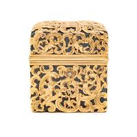 An English Gold and Diamond Mounted Carved Bloodstone Cased Scent Flask Set