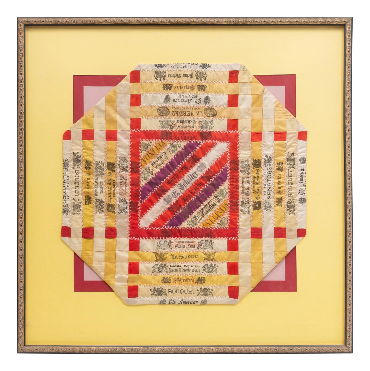 A Folk Art Silk Cigar Ribbon Display