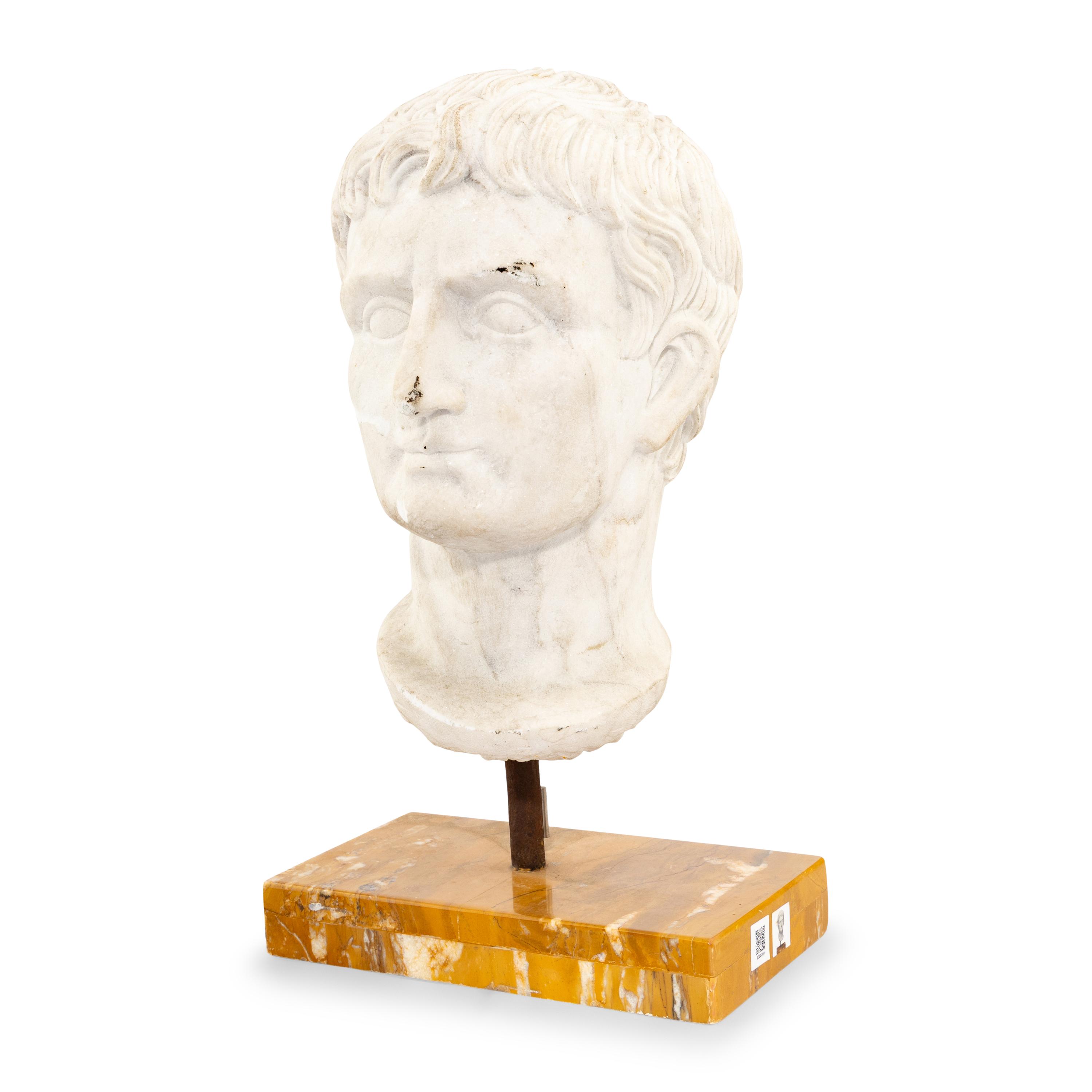 A Carved Marble Head of Augustus Caesar