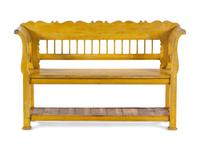 A Yellow-Painted Hall Bench