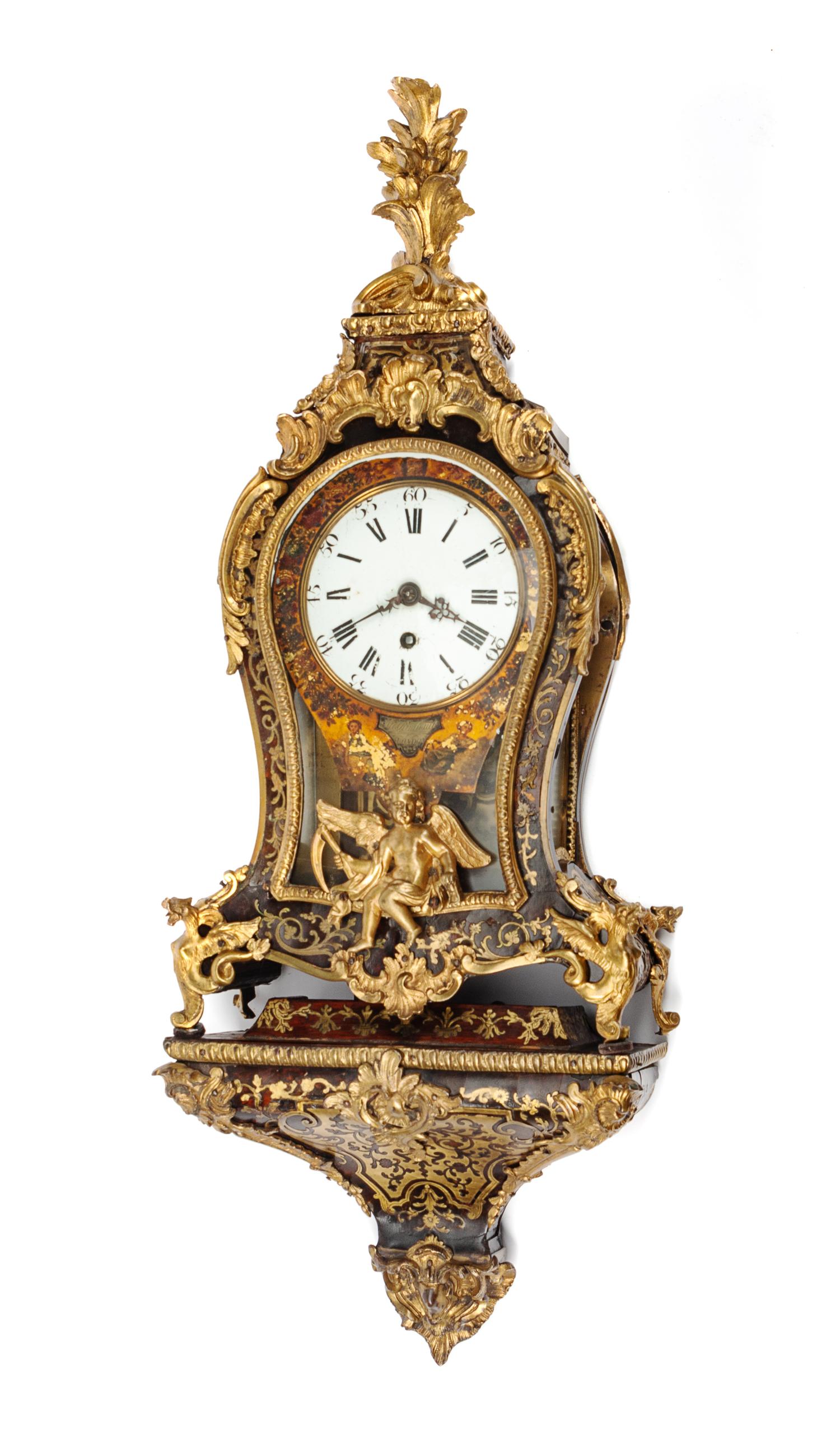 A Louis XV Gilt Bronze Mounted Boulle Marquetry Bracket Clock