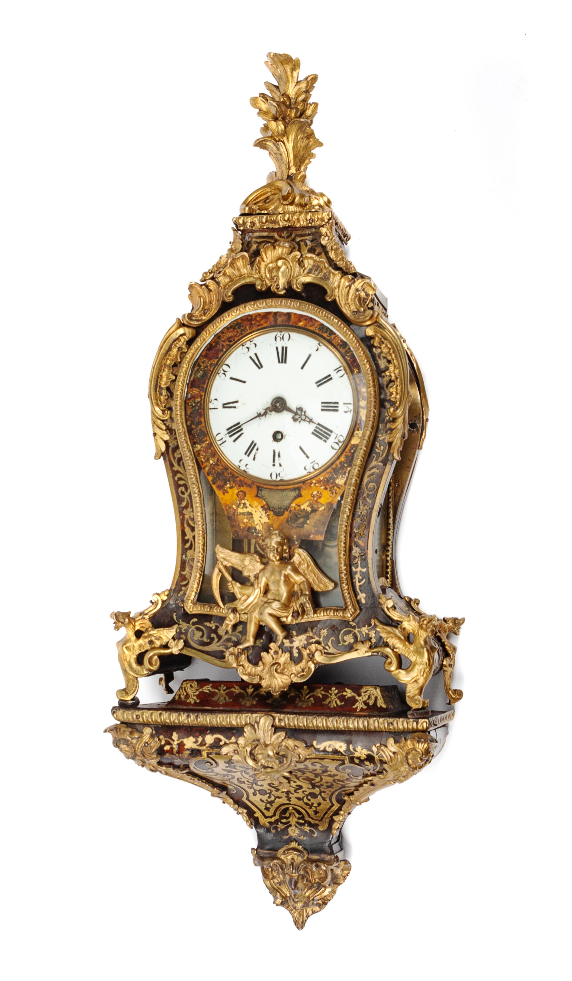 A Louis XV Gilt Bronze Mounted Boulle Marquetry Bracket Clock