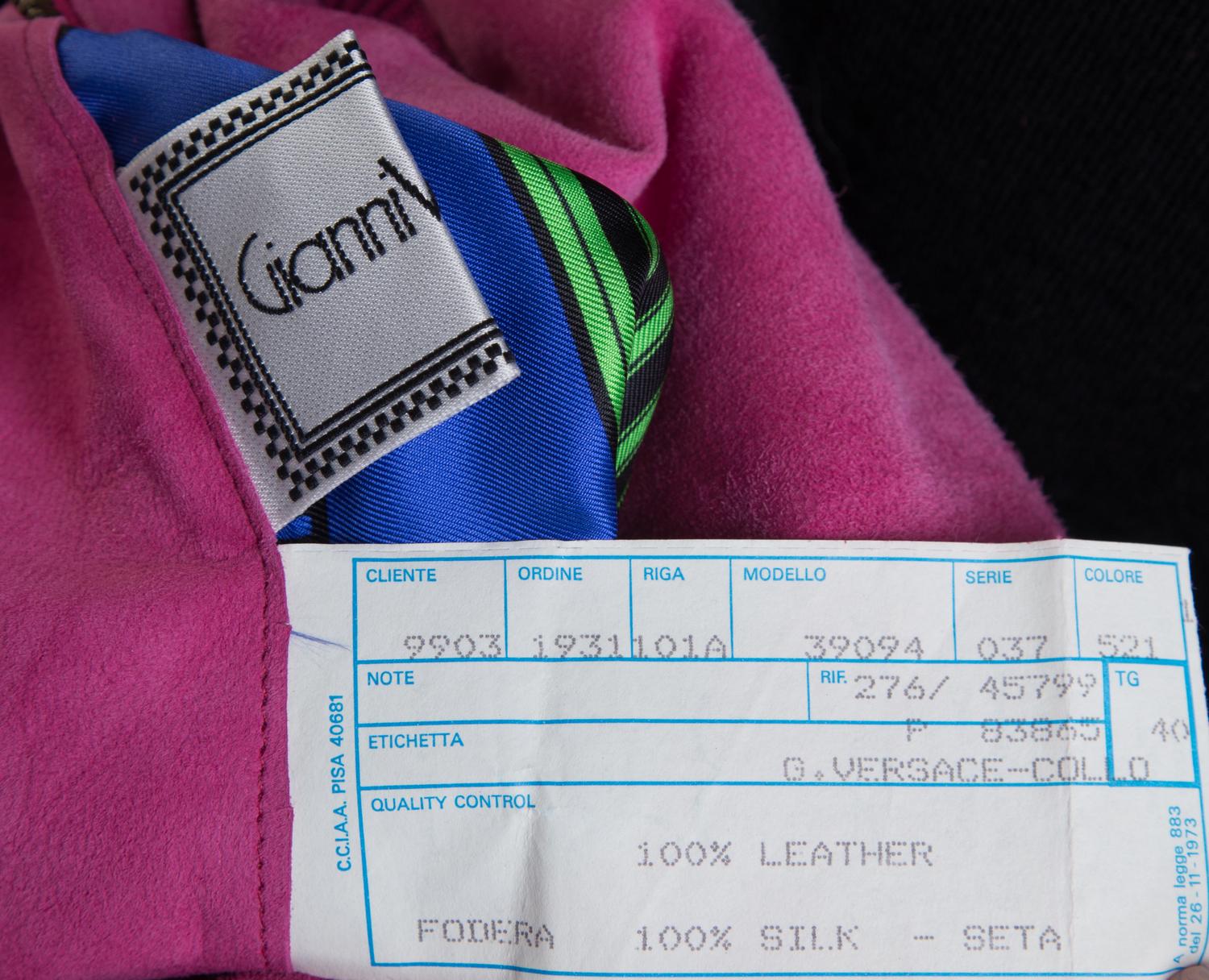 A Gianni Versace Couture Balletto Teatro Pink Suede Bomber Jacket, No size.