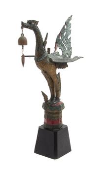 Two Southeast Asian Patinated Bronze Mythical Garuda Birds Height of taller 18 3/4 x width 21 x depth 14 inches. — 19TH CENTURY